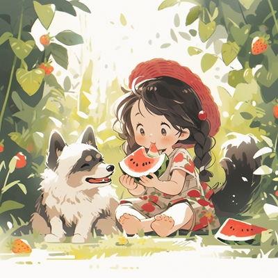 动漫企鹅吃瓜图片高清